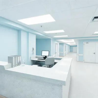 Healthcare nurse station quartz tops