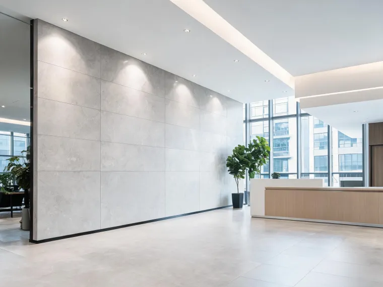 Office lobby quartz feature wall