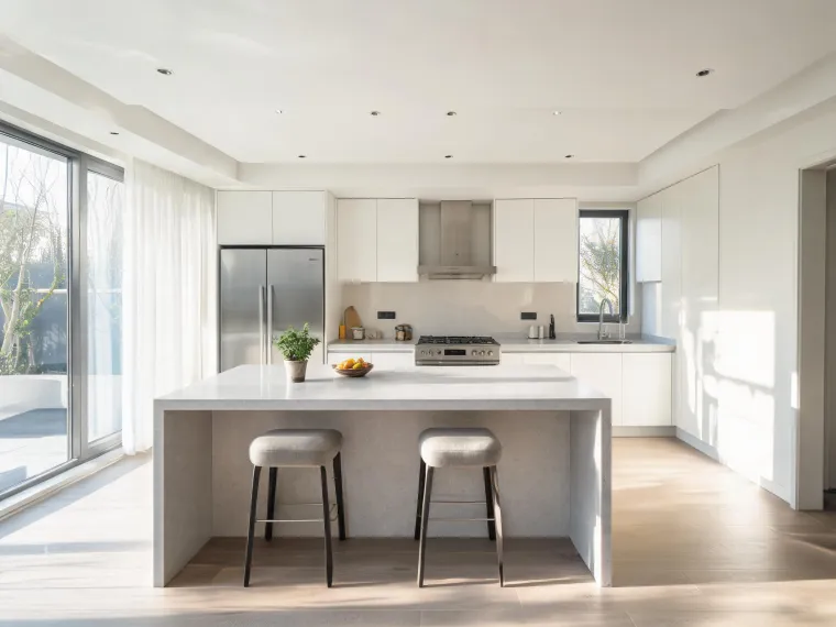 Residential kitchen quartz island