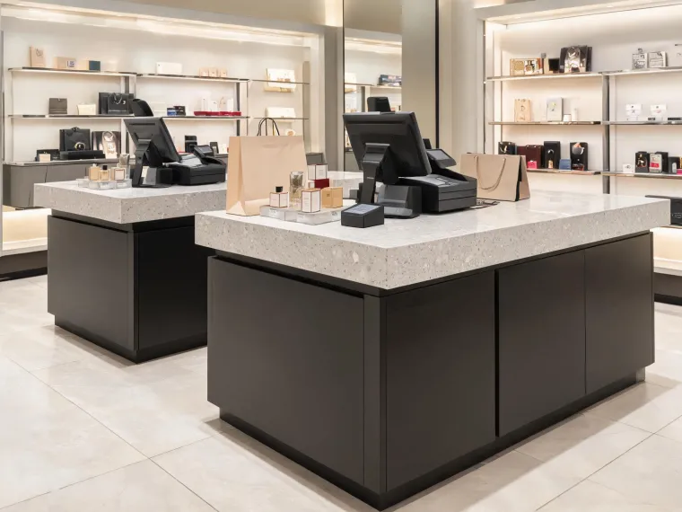 Retail checkout quartz counters